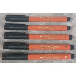 Lot Of‎ 5 Faber-Castell PITT Artist Pen Indian Ink PP B Fine Point Brush READ